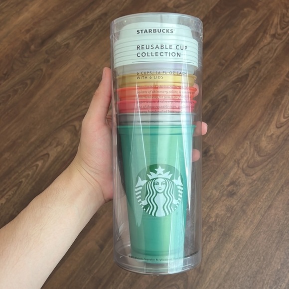 NWT 2013 Starbucks 6 pack Reusable Cup Collection SHIMMERING PEARL - Picture 3 of 5